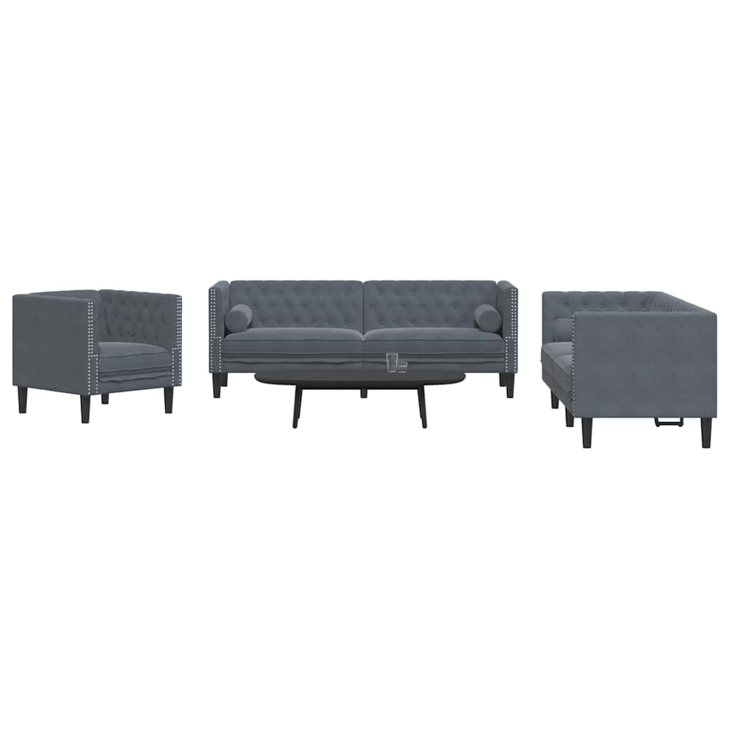 Sofa Set Dark grey Velvet